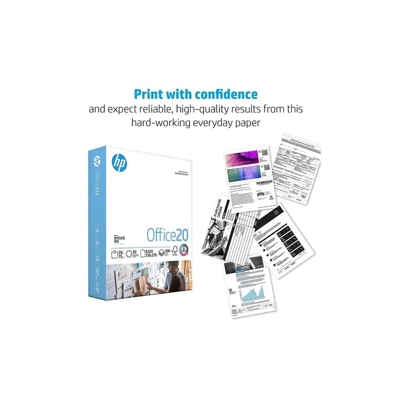 Papel Bond Hp Office 20 Blanco 75 Gramos Carta 500