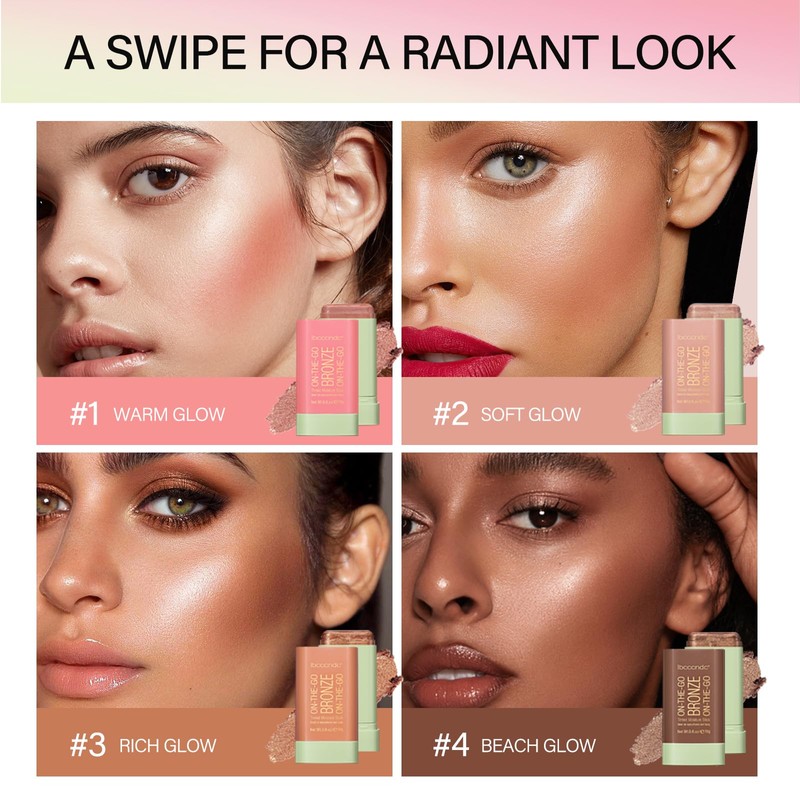 Paminify Cream Bronzer Stick,Contour Stick Facial Contouring Stick,Long Lasting Highlighter