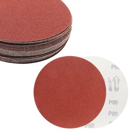 BokWin 40PCS 7-Inch 80 Grit Hook and Loop Sanding Discs Sandpaper, Aluminum Oxide Sanding Disc for Drill Grinder Rotary Tools No Hole, Self Stick