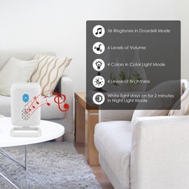 GREENCYCLE Wireless Door Open Sensor Ligh,Entry Door Chime for Business,Door Chime,Anti-Theft Alert,36 Chimes, 4 Adjustable Volume Mute Mode, Suitable for Home, Store, Depot,1Receiver 2Sensors