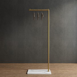 ZHBHYZ Gold clothing rack with Marble Base,Modern clothes racks for hanging clothes,7-shaped coat rack Freestanding Small garment rack Clothes Hanging Rack for Small Space,Bedroom or cloakrooms