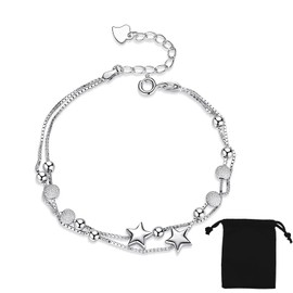 ZXCHOME Bracelets for Women Sterling Silver Bracelet Women Bracelet Silver Bracelet for Women 925 Silver Star Bracelet Pearl Bracelet Gifts for Her