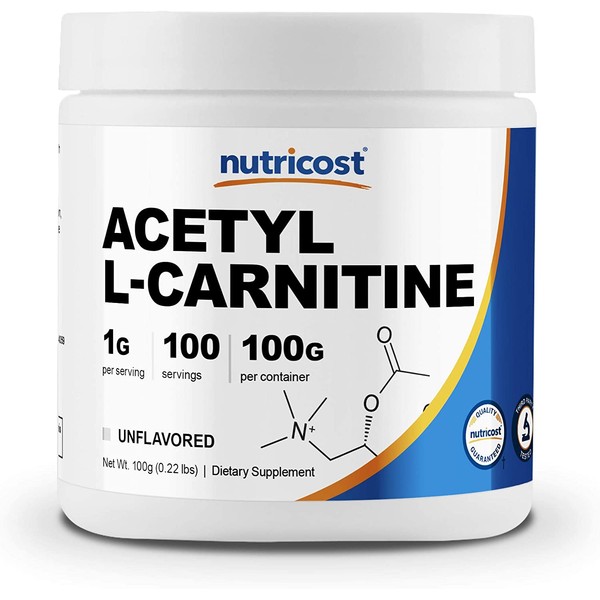 Nutricost Acetyl L-Carnitine (ALCAR) 100 GMS - 1000mg Per Serving - High Quality Acetyl L-Carnitine Powder