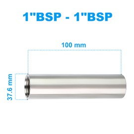 ERGAOBOY 2 Pieces 100 mm 1 Inch Internal Thread x 1 Inch Female Thread BSP Nipple Cast Pipe 304 Stainless Steel Pipe Fittings