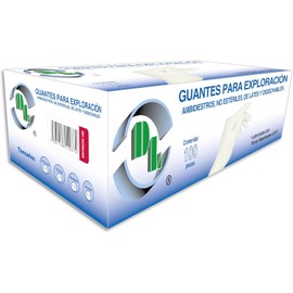 Guantes de latex para examen y exploracion no esteriles caja con 100 pz ambidiestros
