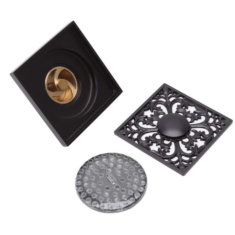 Floor Drain Quadrate Antique European Style Copper Stainless Steel Odor