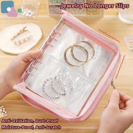 AVELIO High Capacity Bracelet Storage Organizer Travel Jewelry Organizer Transparent Jewelry Storage Book for Earring, Necklace, Ring, With pvc Jewelry Pouches Zipper Bags