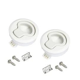 Flush Pull Latch Slam Latch 1/4" Marine Hatch Latch Round for Boat Deck RV Cabinet Door Drawers 2 Pack (Off-White, Non-Locking)
