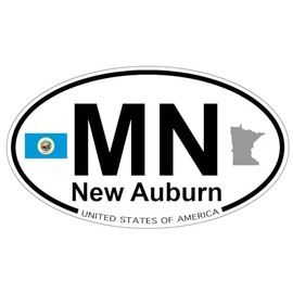 US Decal, Inc. New Auburn, Minnesota Oval Sticker with State Flag