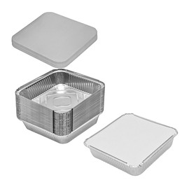 Bakery Direct 9x9x1.5 Square Aluminium Takeaway Food Foils with lids (25, 9" x 9" x 1.5")