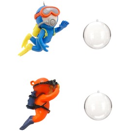 2 Pack Fish Tank Decorations, Fish Tank Floating Resin Divers Decorations, Lovely Mini Diver Aquarium Ornament (Orange)
