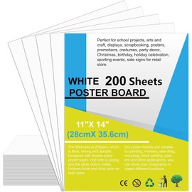200 Pcs Poster Board White Poster Paper Bulk 11x14, ROOKEA 250Gsm Thickness Vision Boards Smart Posterboard for School Arts Craft Projects Presentations Drawing Scrapbooking Blank Graphic Display