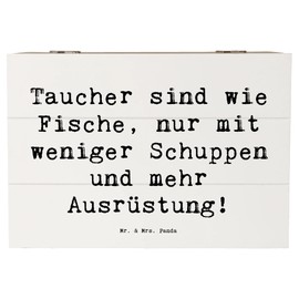 Mr. & Mrs. Panda 22 x 15 cm Holzkiste Spruch Tauchen Abenteuer - Geschenk, Schuppen, Freude, Aktivität, exotische Fische, Schatzkiste, Exploration,