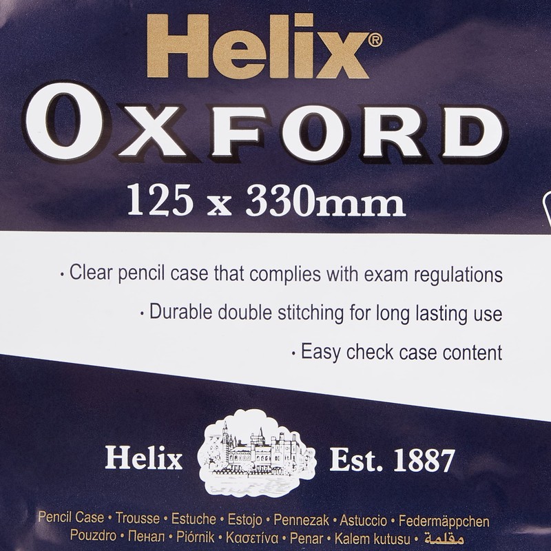 Helix Oxford 13 inch Clear Pencil Case