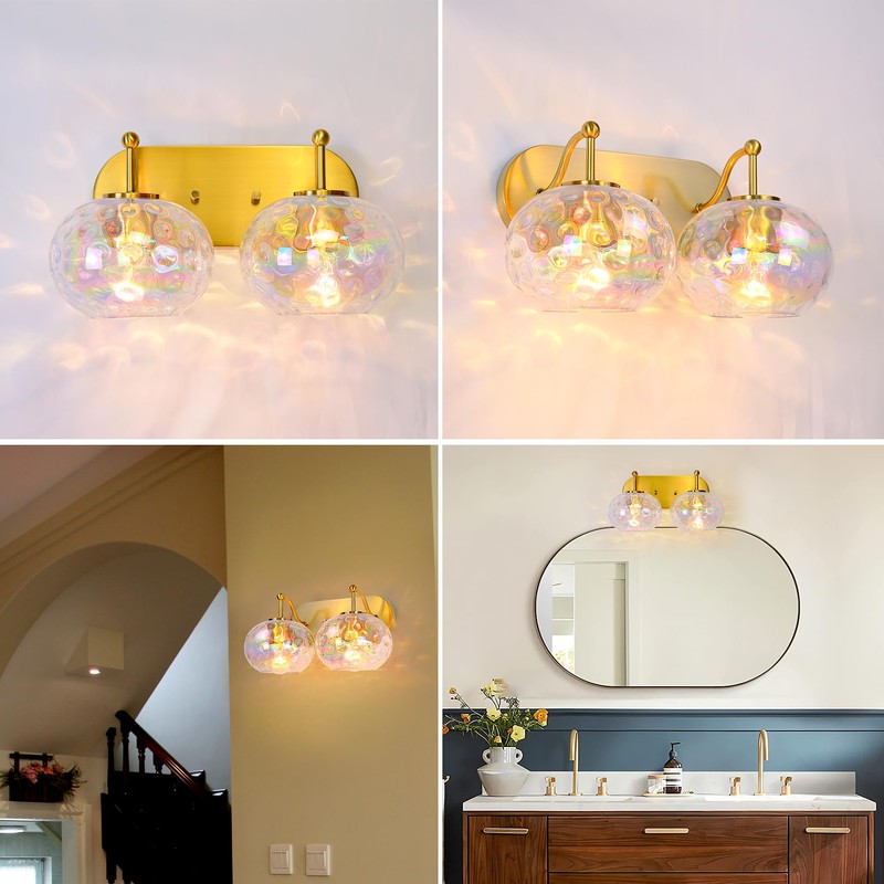 7" Glass Shade Replacement for E26 Pendant Lights, Colorful Hammered