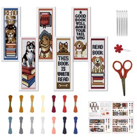 FREEBLOSS 22 * 8cm 6 Set Cross Stitch Bookmark Kits Books Cross Stitch Patterns DIY Bookmarks Cross Stitch Kits Stamped Embroidery Bookmarks Kit Counted Cross Stitch Kits for Beginners