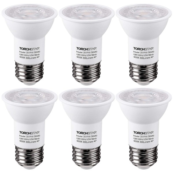 TORCHSTAR LED PAR16 Spot Light Bulbs, 6.5W(50W Eqv.), 500lm E26