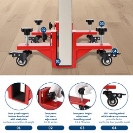 GarveeTech 2 Piece Door Installation Kit for 0 to 1.89 in Thick, 750 LBS Heavy Duty Door Installation Tools with Wheels for Commercial & Residential Use, One-Person Operation, Red