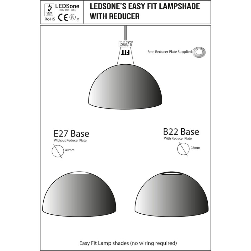 LEDSone Metal Lampshade Easy Fit Retro Industrial Ceiling Lighting Pendant