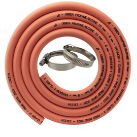Rubber Gas Butane/Propane LPG Hose Pipe 8mm Internal bore with 2 Clips - Crafted from Premium-Quality Rubber Materials, High Pressure Gas Hose for Caravan, Camping, BBQ. (8mm X 2m)