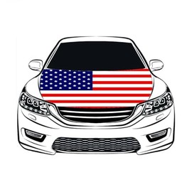America USA US Car Hood Cover, USA Flag 4x5ft Car Bonnet Banner, Universal Fit, Elastic Polyester, Stretchable, Patriotic US Automotive Hood Covers, Patriot Gifts…