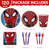Spider Theme Birthday Party Decorations Kids Paper Plates Napkins Cup