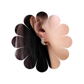 TseenYi CZ Leaf Huggie Earrings Gold Leaf Olive Hoop Earrings Crystal Leaf Small Hoop Earrings Olive Leaf Circle Hoop Earrings Tiny Huggie Hoop Earrings Jewelry Gifts for Women