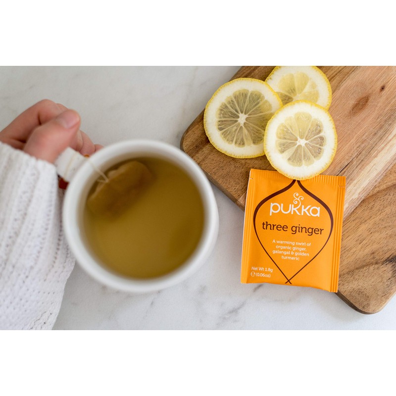 Pukka Organic Tea Bags, Three Ginger Herbal Tea with Turmeric