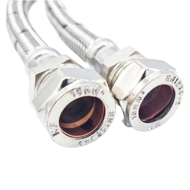 Pair of Flexible Hose Pipe Connectors Tails 1/2" x 15mm