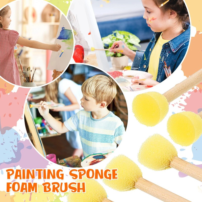 Sabary 100 Pc Round Sponges Foam Brush Set Sponge Brushes