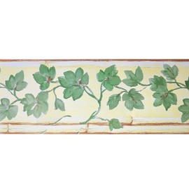 VisitRyl Peel and Stick Wallpaper Border for Wall Rustic Green Leaves Nature Decor - Nature Decor for Bedroom Classroom Decor Bulletin Board Borders Paper - 3.93 in X 393.7 in