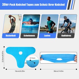 Pack of 30 Kinesiotapes for Ankle, Physio Tape for Ankle, Kinesiology