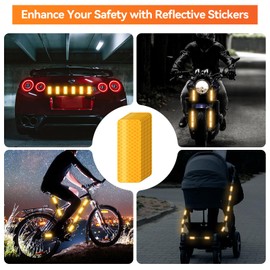 50 PCS Reflective Stickers, Warning Safety Reflective Sticker, Bike Stickers, Mailbox Reflectors, Reflective Stickers for Clothing, Reflective Helmet Stickers (Orange)