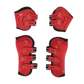 Horse Front Hind Leg Boots Breathable Impact Resistant Open Front Jumping Tendon Horses Boots Horse Leg Protector Red L