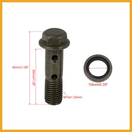 Partuto M10x1.25mm Metal Banjo Bolt Fuel Line Adapter Set for Motorbike Replacement