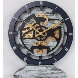 ImprovingLife The Gears Clock 16 inches Wall Clock with Real Moving Gears Convertible into a Big Mantel Clock (Grey & White)