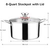 Onader 18/10 Stainless Steel Stock Pot 8 Quart Cooking Induction