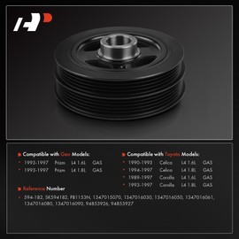 A-Premium Engine Harmonic Balancer Crankshaft Pulley Compatible with Toyota Corolla 1989-1997, Celica 1990-1997 & Geo Prizm 1993-1997, DOHC L4 1.6L 1.8L, Replace# 1347015070, 1347016030