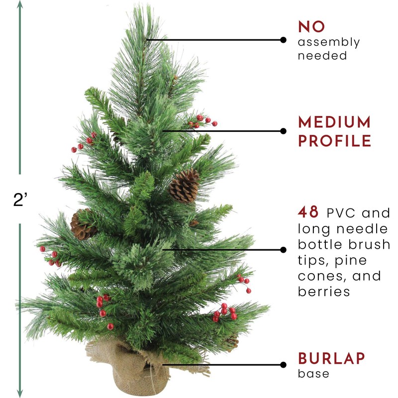 Northlight Mixed Cashmere Berry Pine Artificial Christmas Tree, Green