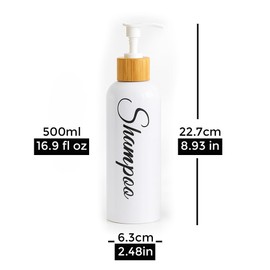 uMadeUs Bathroom Organizers and Storage Set 3-Piece Refillable Body Wash Shampoo and Conditioner Dispensers Bamboo Cap Modern Soap Dispenser Set (Elegant Round White Dispenser with Bamboo Cap 1)