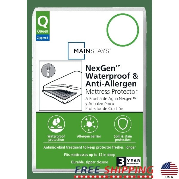 Unbranded NexGen Waterproof Anti-Allergen Zippered Mattress Protector Queen Zipper Closure
