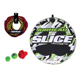 Sub Zero neoprene & nylon Life Jackets Airhead Slice 2 Rider Towable Tube BUNDLE with Section 2 Rider Tube Rope and Valves