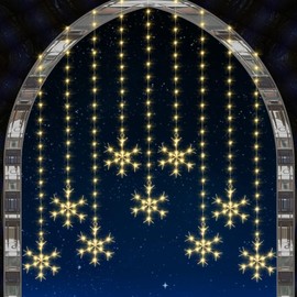 Christmas Snowflakes Lights, Christmas Snowflakes Curtain Lights 16.4 ft/ 5 m 325 LED Christmas Window String Lights Decoration for Christmas Party Home Bedroom Indoor Outdoor Garden (Warm White)