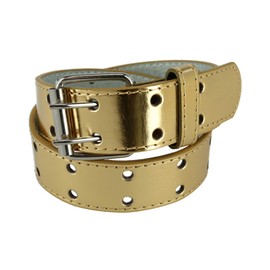 CTM Kids' Leather Two Hole Jean Belt, Xlarge, Gold