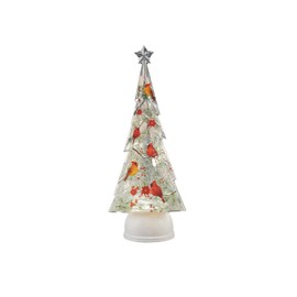 Roman, 13" H Lighted Swirl Cardinal Tree Confetti Lites, Tabletop Christmas Decor, Holiday Home Accents, Includes USB Cord