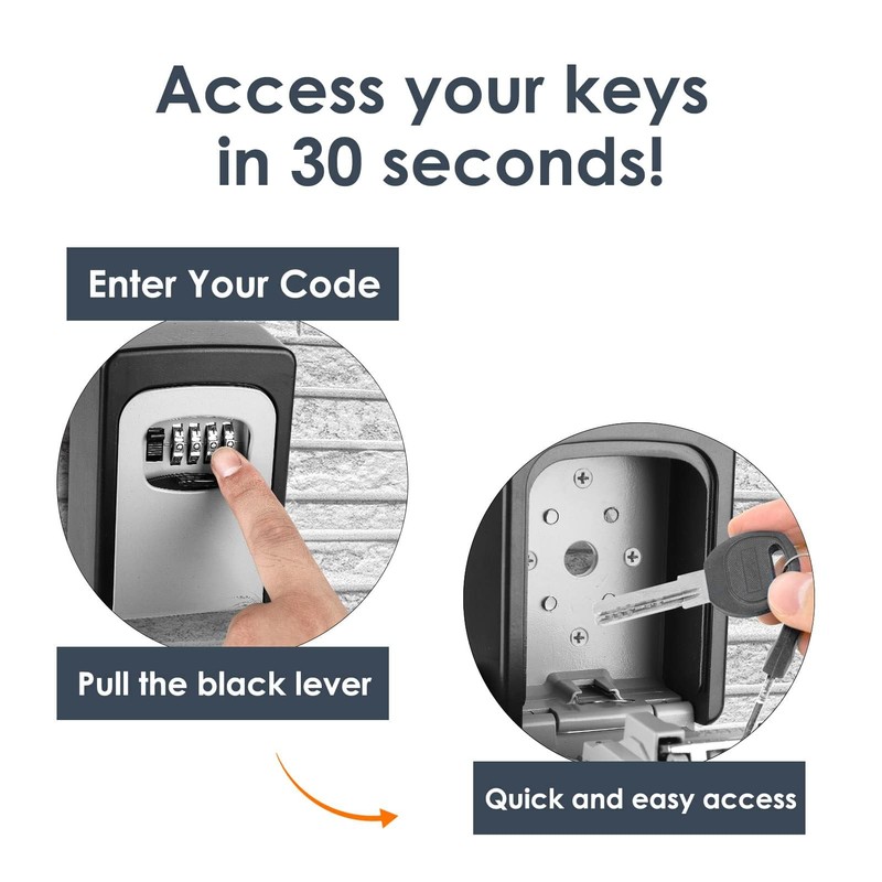 Holdfiturn Wall Mounted Key Safe Combination Lock Box with 12-Digit