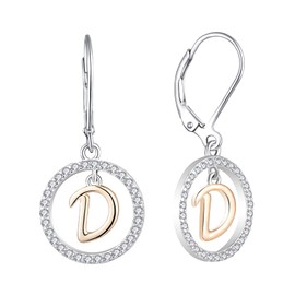 Starnny Letter Earrings 925 Silver Women's Initial Alphabet A-Z 3A Cubic Zirconia Earrings Gifts for Women, Sterling Silver, Cubic Zirconia
