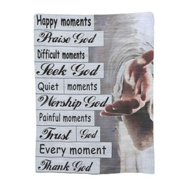 YETTA YANG Christian Religious Bible Verse Scripture Prayer Jesus Plush Throw Blankets Fleece Blanket for Couch Bed Warm Throw Blanket for Women Men Boy Girls Gift Living Room Decor