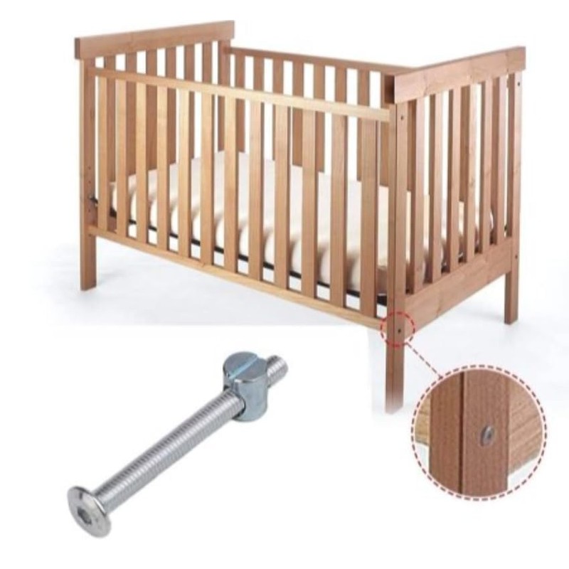 Furniture Cot Bed Bolt Allen Head with Barrel Nuts (12,