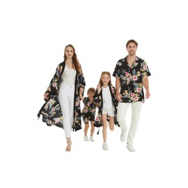 Matchable Family Hawaiian Ruffle Top Jumpsuit Romper, Hibiscus Black, Girl, Size 4